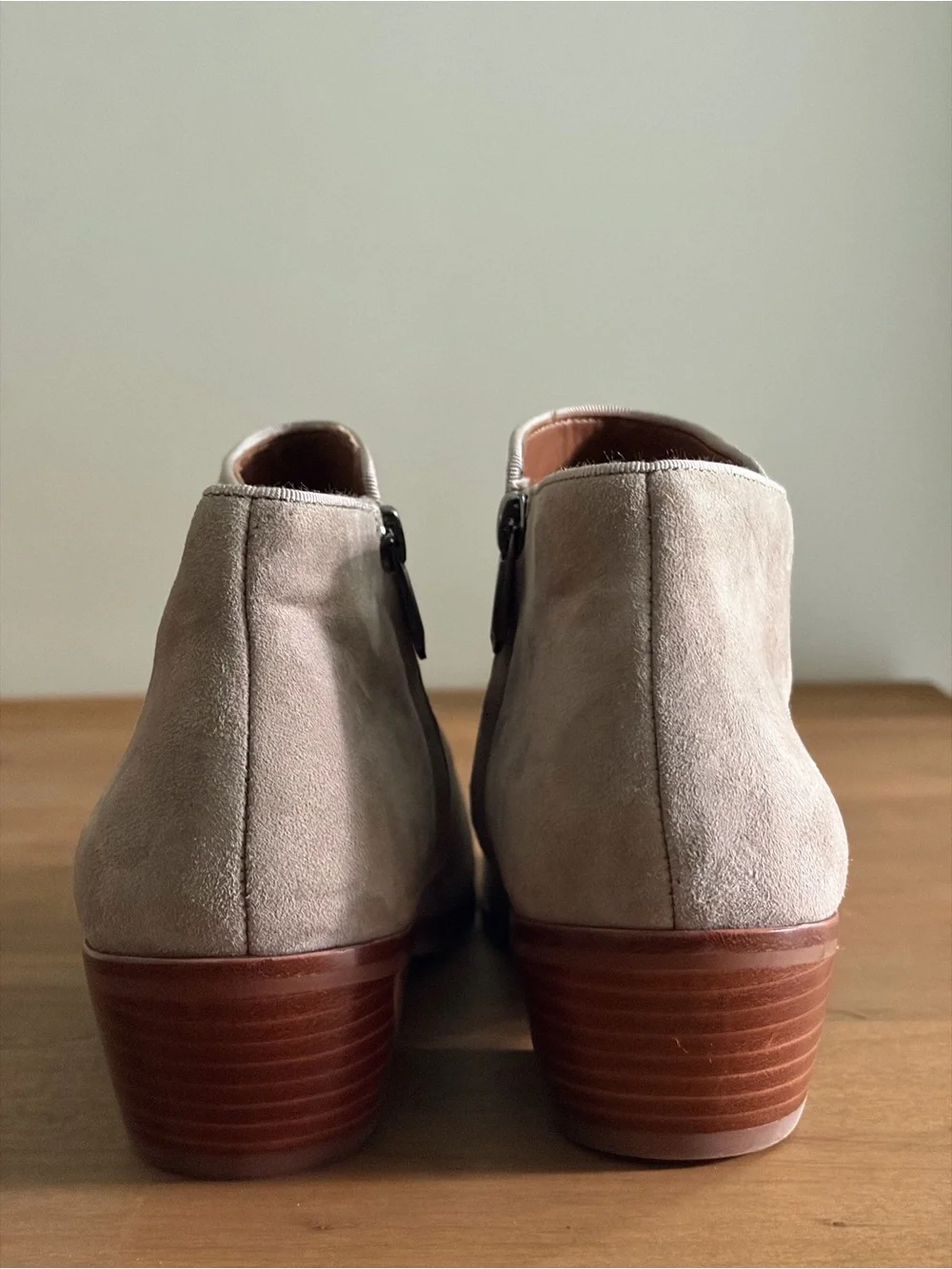 Sam Edelman Taupe Suede Low Heel Ankle Booties – Size 9 - Like New